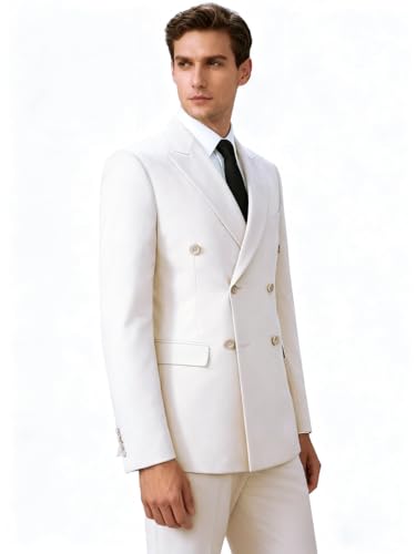 Men's Double Breasted Suit 2 Piece Formal Wedding Groom Tuxedo Blazer Pants Set for Business Prom Party2