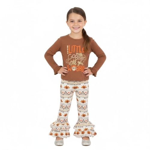 Image of Unique Baby 2 Piece Girls Double Ruffle Leggings and Long Sleeve Shirt Clothes Set Kid and Toddler Girl Outfit