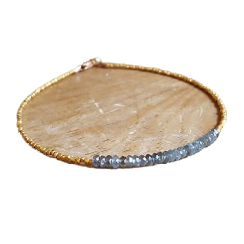 Gems aigue-marine mousse facettée et fermoir plaqué or de haute qualité