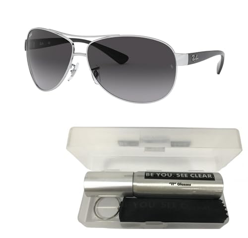 Ray-Ban RB3386 Sunglasses Bundle: RB 3386 RB3386 003/8G Silver Light Grey Gradient Dar and Eyewear Cleaning Kit2