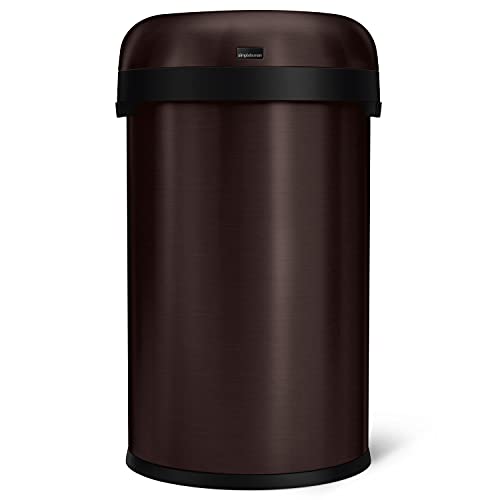 Image of simplehuman 80 Liter / 21.1 Gallon Bullet Open Top Trash Can, Commercial Grade Heavy Gauge, Dark Bronze Stainless Steel