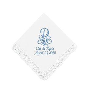 Something Blue Wedding Handkerchief for Bride and Groom Embroidered Personalized Bridal Handkerchief Wedding Day Hanky Bride Gift up to 135 characters