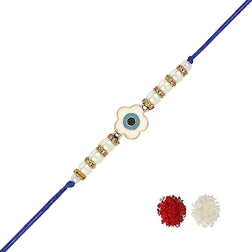 Image of I Jewels Evil Eye Rakhi With Roli Chawal & Rakshabandhan Card For Bhaiya /Brother /Bro /Men