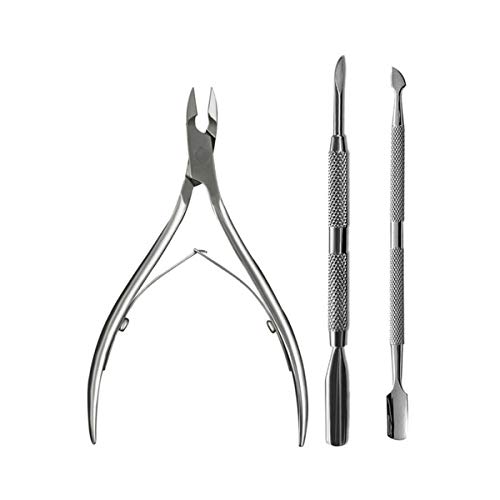 Coupe-ongles Inox, Frontoppy 3pcs coupe-ongles, Set de pinces à cuticules, Dissolvant de poussoir de cuillère à cuticules pour peaux mortes - Outils de coupe pour ongles de pieds et manucure