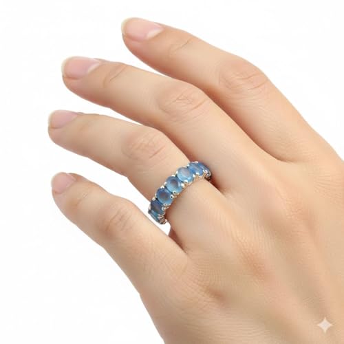 Image of 55Carat Choose Your Color Natural Gemstone Sterling Silver Band Ring Birthstone Friendship Love Size 5-13