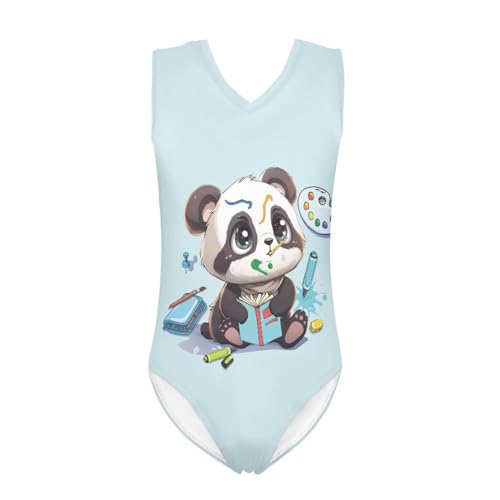 Cartoon Pattern Kids Girls Bathing Suits One Piece Swimsuit Soft & Quick Dry, 5-14Years