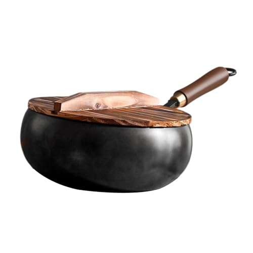 Wok de 9.45 pulgadas con mango de madera y tapa de madera miniatura 6