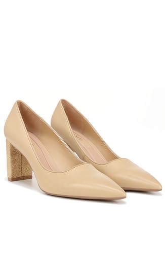 Franco Sarto Womens Giovanna Pointed Toe Pumps Beige Leather 9 M - image 8