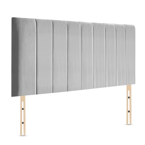 Elixir Portland Divan Bed Headboard | Elegant Plush Velvet Fabric Headboards for 3ft Single size Bed | Silver color with wooden material Stylish headboards for beds (Silver 3ft Single Height-20inch)