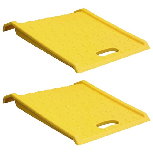 OrangeStar Portable Curb Ramps, 2 Pack Plastic Bridge Curbside Threshold Ramp, 1200 Lbs Load Capacity