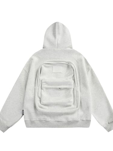 Backpack Hoodie, Casual Zip Up Long Sleeve Oversized Pocket Sweatshirt Jackets, Backpack Lightweight with Pockets3