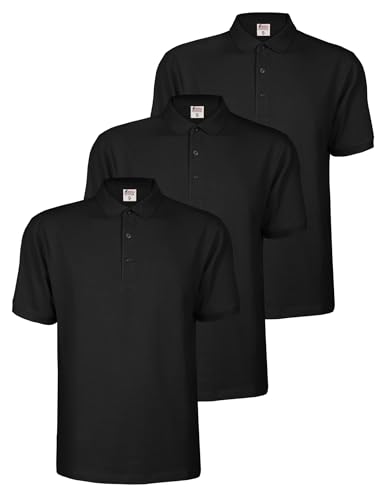 ALPIDEX Herren Polo Shirts 3er Set Poloshirt Männer Hemd T-Shirt Kurzarm Shirt Einfarbig Casual Polohemd S M L XL XXL 3XL 4XL 5XL, Größe:XL, Farbe:Black