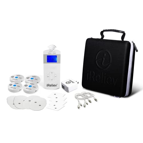 Ireliev Wireless Tens + Ems Therapeutic Wearable System Wireless Tens Unit + Muscle Stimulator Combination For Pain Relief, Arthritis, Muscle Strength, Case & 4 Receiver Pods #TOP1