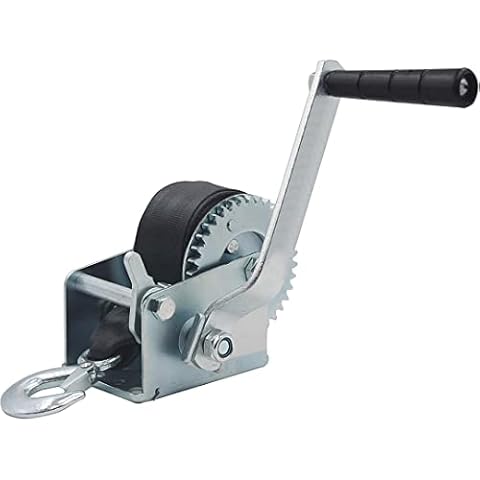 600lbs Heavy Duty Hand Winch, Boat Trailer Winch Strap, (with 20ft Polyester Strap), Crank Traction Winch, Hardened Steel 2 Speed Hand Winch, Two Way Ratchet Hand Winch for Trailer ATV UTV Boats Cover