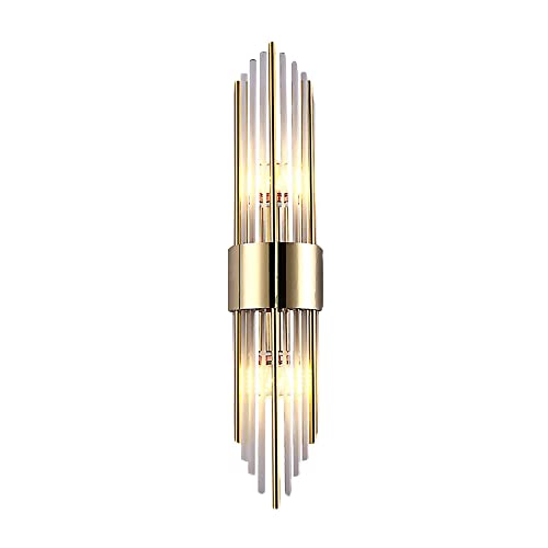Aplique de pared moderno , Aplique de pared de noche de dormitorio de metal con casquillo * 2, lámpara de pared de cristal de estilo europeo moderno, luz de pared de fondo decorativa de sala de estar