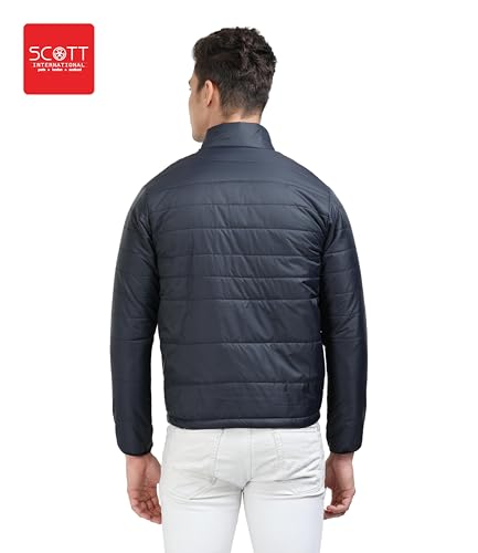 Image of Scott International Men's Quilted Puffer Jacket - Lightweight, Water Repellant, Elastic Cuffs, Zipped Pockets, Casual Winter Jacket - Stylish Outerwear for Men