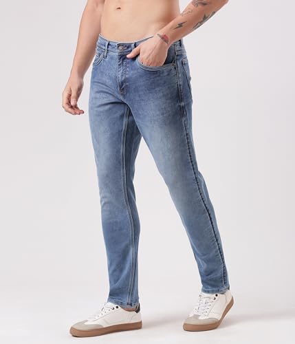 Image of TURMS Men's Cool Tech Jeans All Degree Anti Odor UV Protectant Travel Edition Mid Rise Denim Pants | Stretchable Comfort Cotton Rich