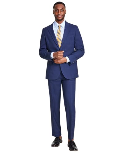 Nautica Mens Modern fit 2 Piece Suit 46 R / 41 Waist Blue Plaid Plaid Stretch