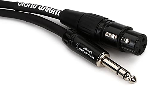 Cable XLR hembra a TRS macho 6 pies Negro miniatura 1