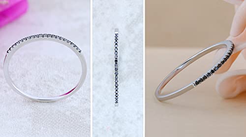 Dazzlingrock Collection 0.08 Cttw 10k Round Black Diamond Womens Dainty Anniversary Wedding Band Stackable Ring, Solid White Gold2