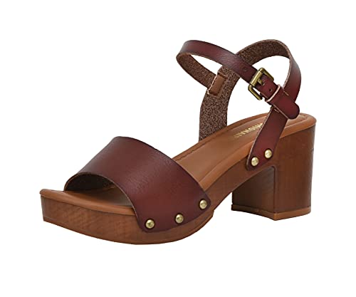 CUSHIONAIRE Women's Sloan Faux Wood Sandal +Memory Foam Insole
