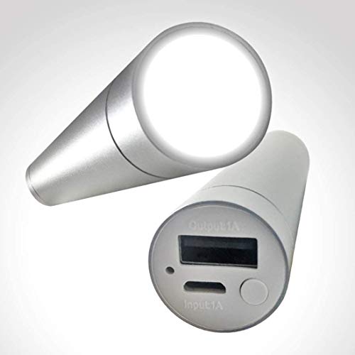 White Kaiman 3400mAh Portable Power Bank w/Built-in LED Flashlight Backup Battery Pack External Powerbank Charger for Cell Phone Computer Mobile Device(Micro USB Not Included)