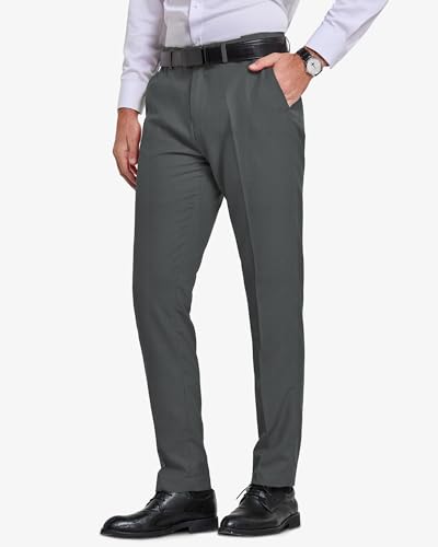 MY'S Mens Suit Pants, Classic Expandable Waist Dress Trousers, Slim Fit Tuxedo Pants2