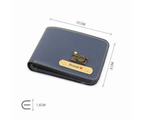 Image of Thebaegift Men's Personalized Wallet I Customized Slim Stylish Leather Purse with Name & Charm I Unique Birthday Anniversary Gift for Men Boy Love Husband Employees Clients (Grey Vegan)