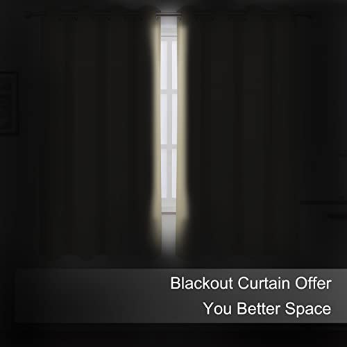 Image of LEMOMO Blackout Curtains 52 x 45 inch /Beige Curtains Set of 2 Panels /Thermal Insulated Room Darkening Bedroom Curtains