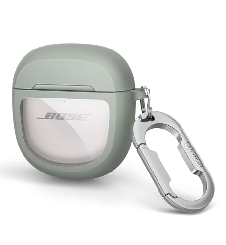 Image of SURITCH Protective Cases for Bose QuietComfort Earbuds II 2022 / QuietComfort Ultra /Ultra Earbuds 2nd Gen, Shockproof Case Cover for Bose QC ii 2 & Ultra Case Accessories with Carabiner, Green