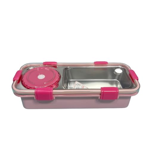 Image of Sleek Bento Lunch Box - Durable Stainless Steel, Leak-Resistant & Eco-Friendly (Pink)