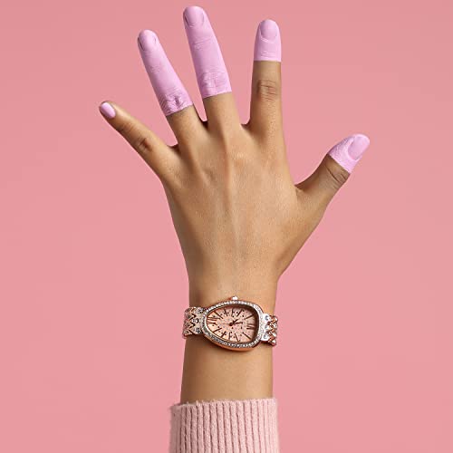 Image of Haute Sauce Women's Embellished Analog Dial with Stainless Steel Strap | Battery Power | Foldover Closure | Quartz Movement | Fashion Wrist Belt Watch for Female and Girls