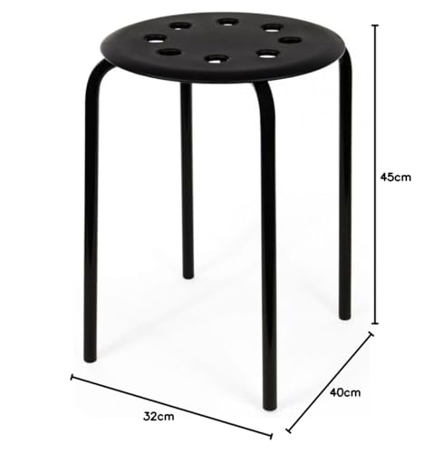 IKEA Marius Hocker in schwarz -Stahlgestell mit Sitzfläche aus Kunststoff - stapelbar (45cm)