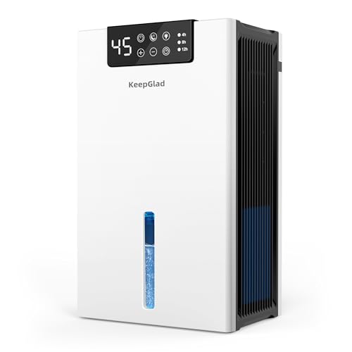 Dehumidifier, Dehumidifiers for Home(1000sq.ft), 98 OZ Dehumidifier Washable Air Filter, Dehumidifiers for Basement with Drain Hose, Auto Shut Off, Timer Setting, 7 Colors LED Light, (White)