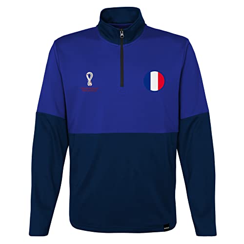 FIFA Pull Officiel Coupe du Monde 2022 1/4-France Fermeture éclair 1/4, Bleu/Bleu Marine, 134 Garçon Cover