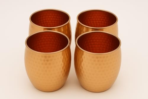 Seven Chakra Tree Gobelet en cuivre martelé de qualité supérieure - Verre 100 % cuivre pur pour bien-être ayurvédique et désintoxication - Fabriqué à la main, finition rustique, 300 m (4)