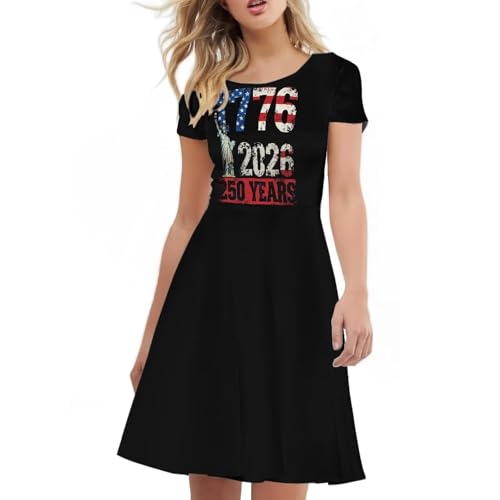 Image of AFPANQZ Womens Casual Summer Lightweight Vintage Dress Short Sleeve Midi Dress Knee-Long Luxury Formal Dress