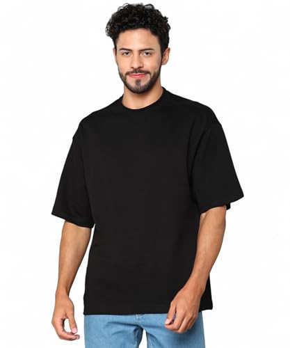 Image of Alan Jones Clothing Men's Oversized Solid T-Shirt | Premium Heavy Fabric | Crew Neck Casual Wear
