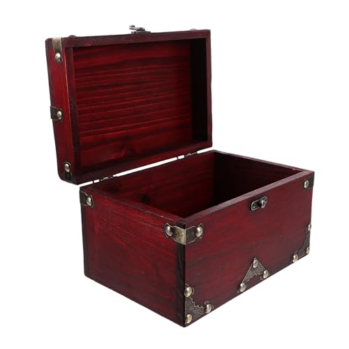 Uonlytech Caja de Madera Vintage Retro con Diseño Antiguo Cofre Tesoro Decorativo para Joyas y Baratijas Organizador Multifuncional para Almacenar Pendientes Pulseras y Pequeños Objetos