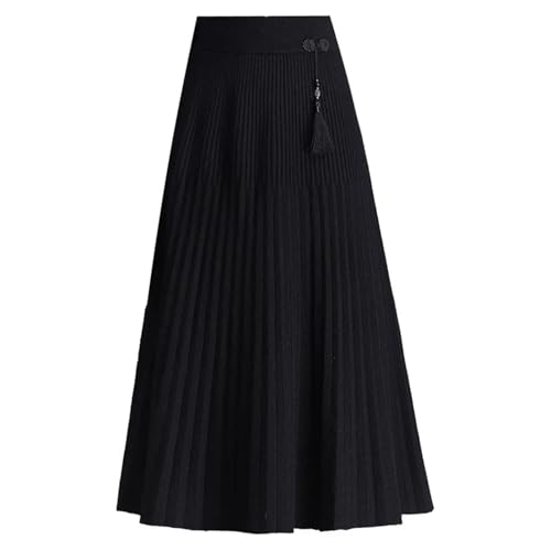 Women's High Waisted Knitted Midi Skirt for Autumn and Winter Warm and Casual Fashionable A-line Work Long Skirt3