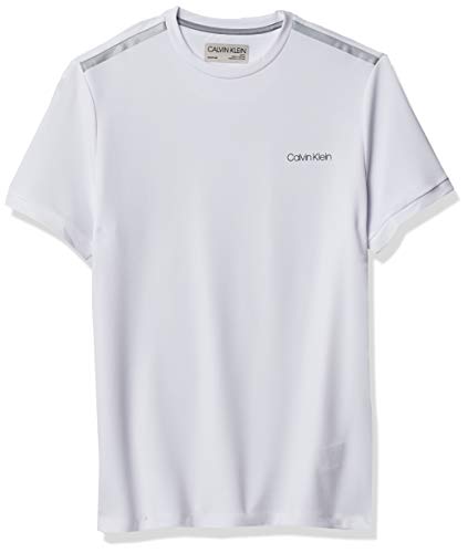 Calvin Klein Men's Move 365 Short Sleeve Quick Dry Moisture Wicking Logo T-Shirt, Brilliant White, Medium