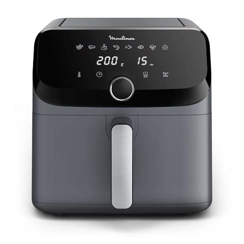 Moulinex Easy Fry Mega, Friggitrice ad Aria Versatile 7,5L/2kg per 8 Persone, 1700-2020W, Capacità Extra-Large, 9 Programmi di Cottura, Esperienza Personalizzata con My Moulinex, Colore Grigio, EZ855B