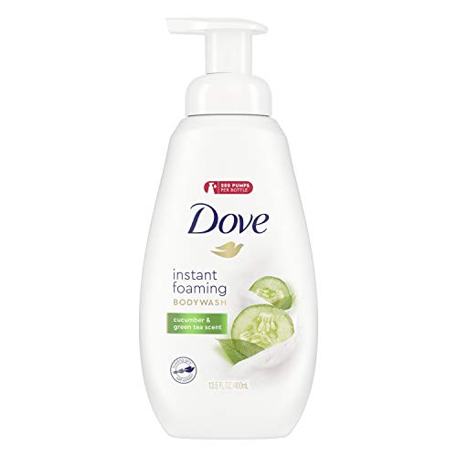 Dove Instant Foaming Body Wash with NutriumMoisture Technology Cucumber & Green Tea Scent Effectively Washes Away Bacteria While Nourishing Your Skin 13.5 oz