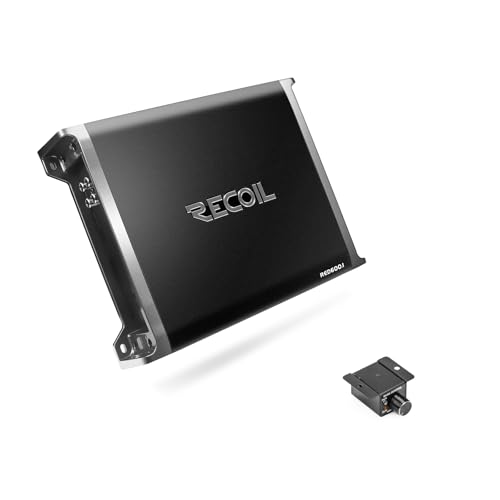 Recoil RED600-1 1320 Watts Class-D Car Audio Mono-Block Subwoofer Amplifier, 1 Ohm Stable, Remote...