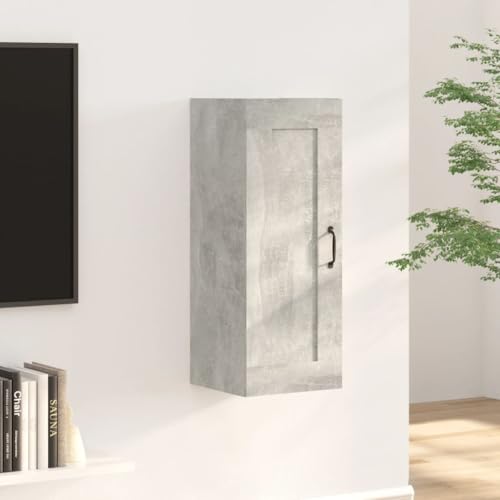 Holamys Armario colgante gris hormigón 35 x 34 x 90 cm, material de madera resistente, montaje en pared, espacio de almacenamiento versátil para cocina, salón, dormitorio, resistente a la humedad