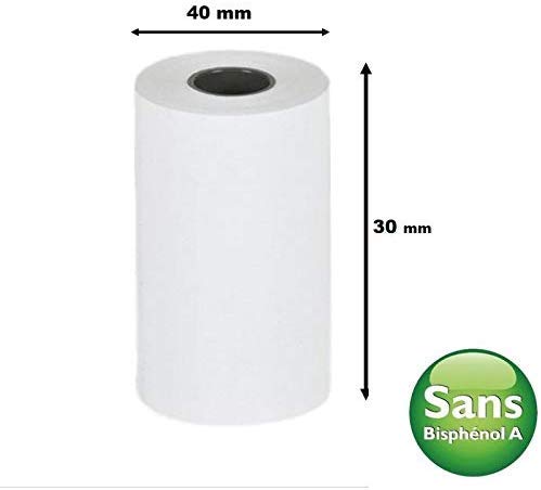 50 rollen thermisch papier 57 x 30 x 12 mm. voor draagbare blauwe kaartterminal. Bisfenol A-vrij thermisch papier. Spoel voor TPE, betaaltablet met thermische printer met lage capaciteit