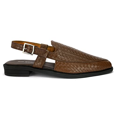 Image of San Frissco Men's Casual Mules with Leatherette Textured Design /Ethnic Jutis and Mojaris for Wedding,Occasions,Parties /Peshawari Loafers Slip-On Shoes for Men /Comfortable Fit for Everywhere