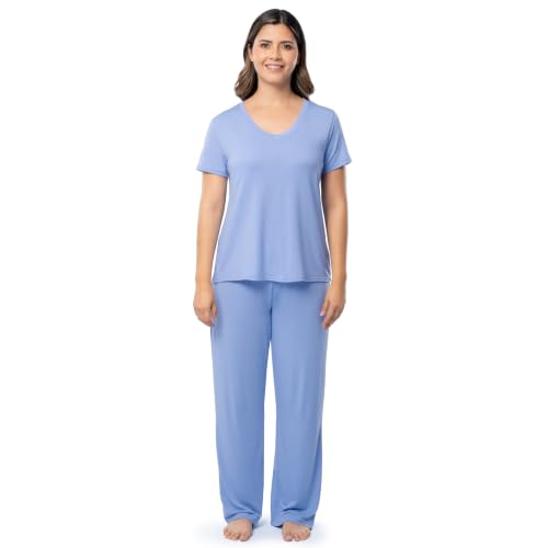 Image of Fruit of the Loom womens Short Sleeve Tee and Pant 2 Piece Sleep Set