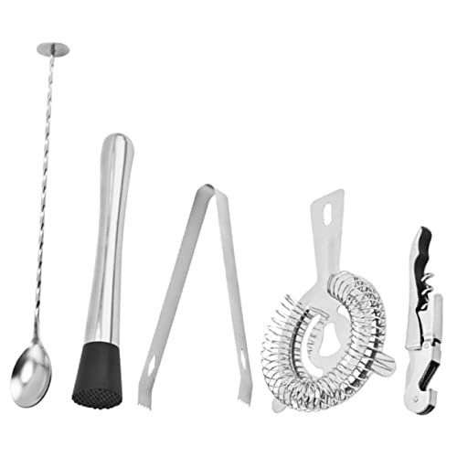 Ensemble set de muddler à cocktail acier avec cuillère et passoire