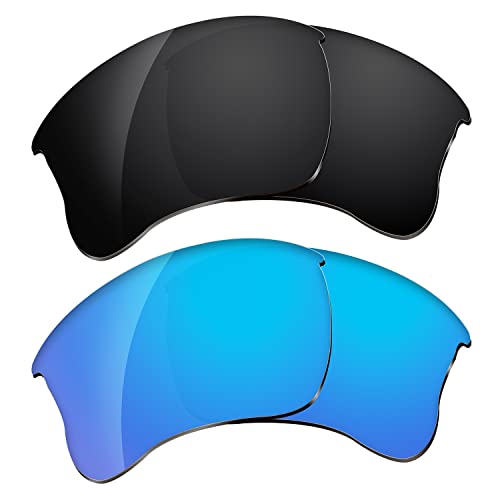 Image of Dynamix Polarized Replacement Lenses for Oakley Flak Jacket XLJ | Easy to Install | Fit Perfectly | Solid Black + Ice Blue
